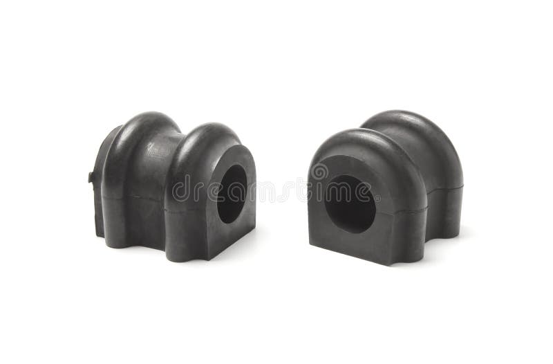 Rubber bushings of car stabilizer isolated on white