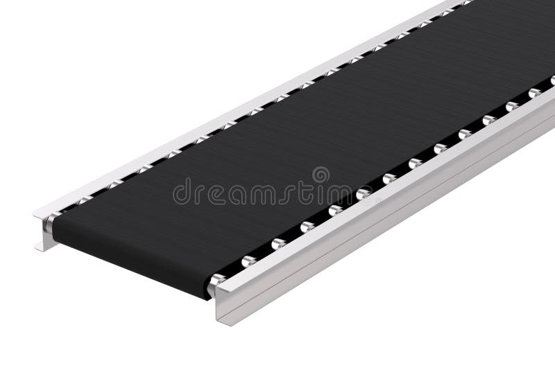 3d rendering rubber conveyor belt isolated on white. Rubber production line illustrations