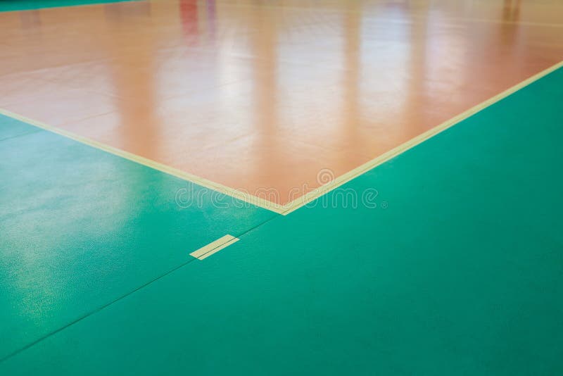Rubber Flooring in the Gym Empty Professional Volleyball Court Stock Rubber Flooring in the Gym Empty Professional Volleyball Court Stock