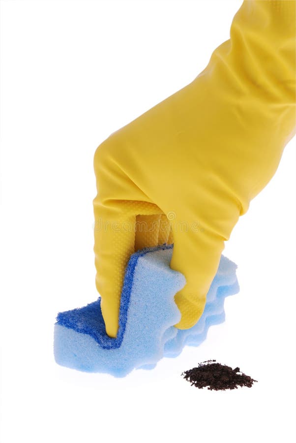 Rubber Glove and Blue Sponge Stock Image Image of cleaner, workwear