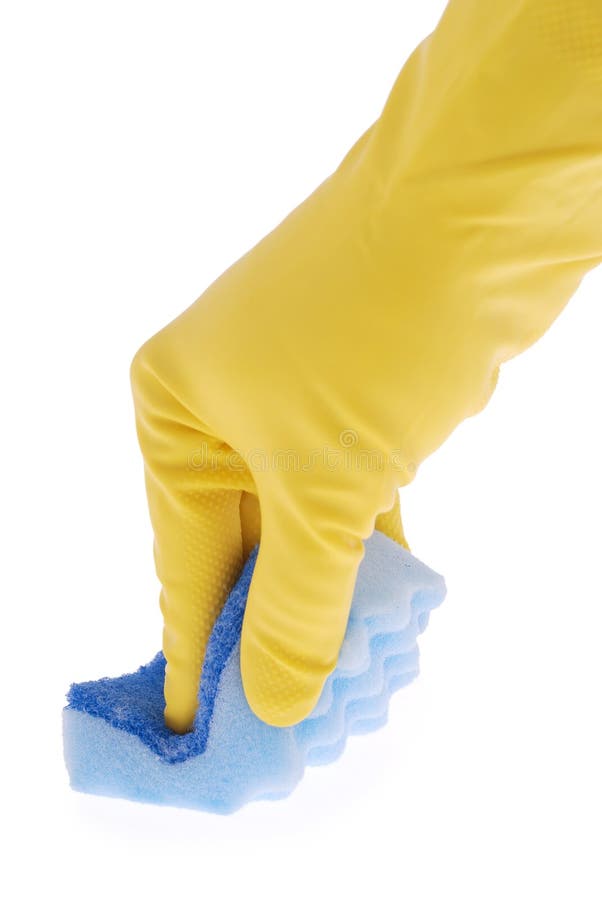 Rubber Glove and Blue Sponge Stock Image Image of isolated, hygiene