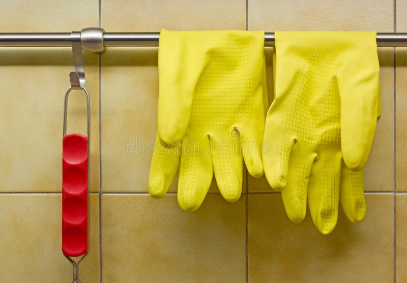 Rubber Gloves and Red Handled Tool Stock Photo Image of metal, polish