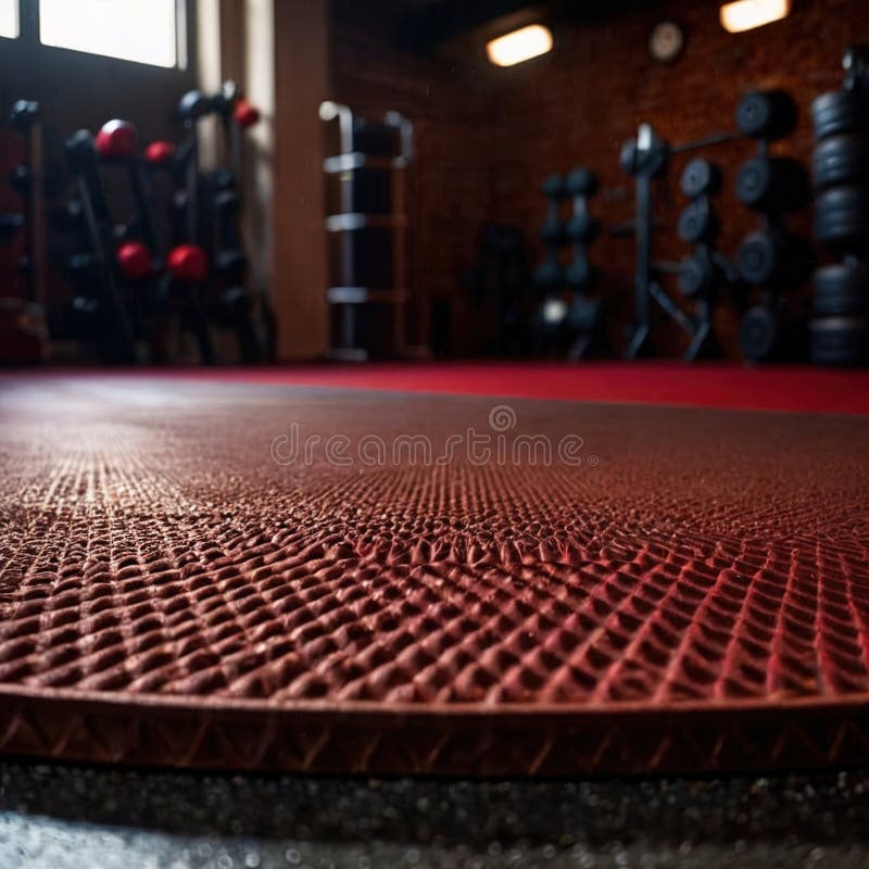 Rubber gym mat flooring for support during indoor exercise and workout stock illustration