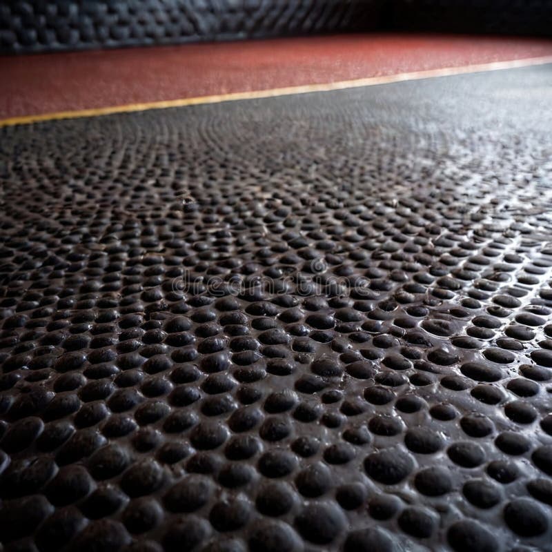 Rubber gym mat flooring for support during indoor exercise and workout stock illustration