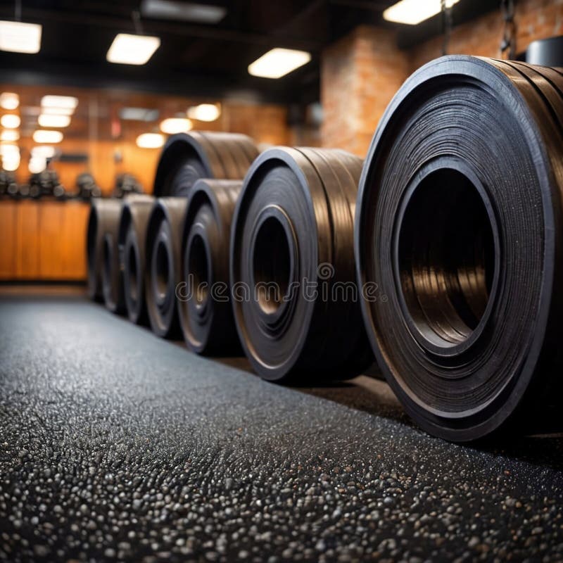 Rubber gym mat flooring for support during indoor exercise and workout royalty free illustration