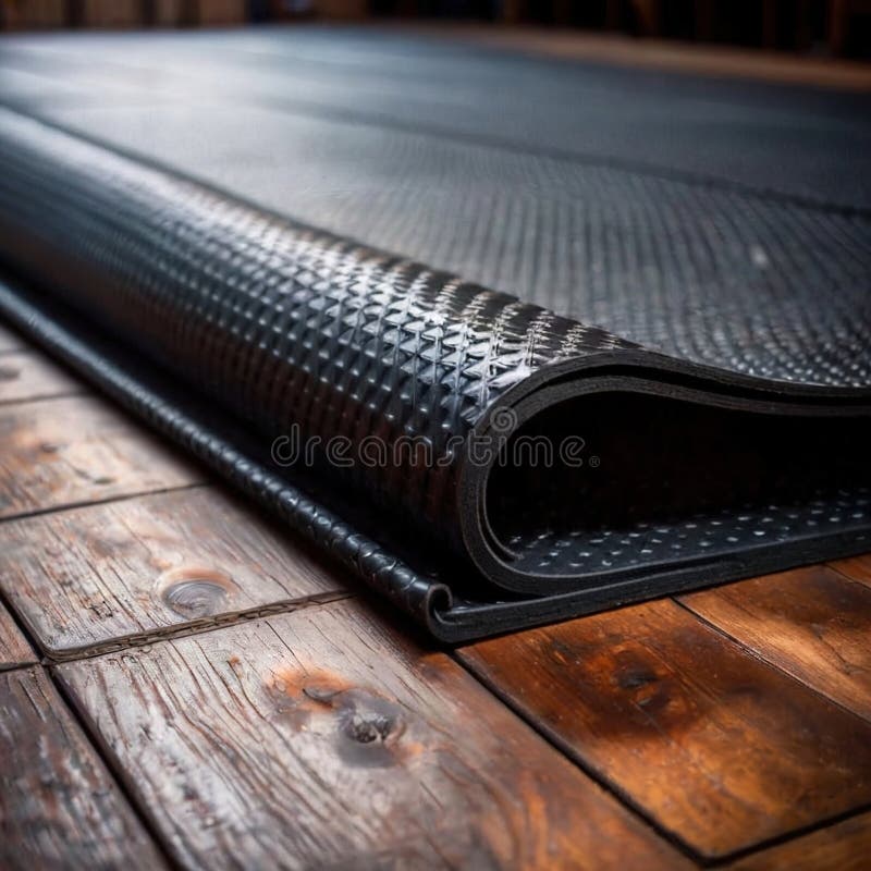Rubber gym mat flooring for support during indoor exercise and workout royalty free illustration
