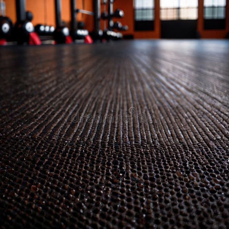 Rubber gym mat flooring for support during indoor exercise and workout vector illustration