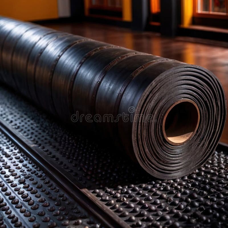 Rubber gym mat flooring for support during indoor exercise and workout vector illustration