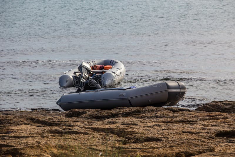 Rubber Inflatable Boats with Motors Stock Photo Image of leisure
