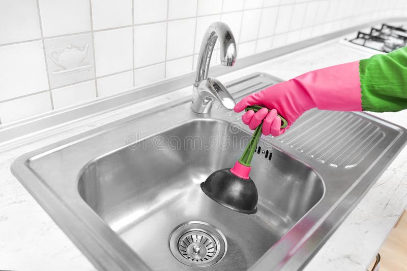 Rubber Pump for Cleaning the Sink. Stock Photo Image of plunger