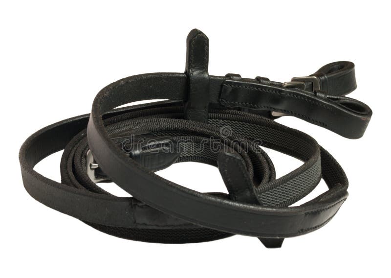 Rubber rein - part of horse bridle isolated on white royalty free stock photo