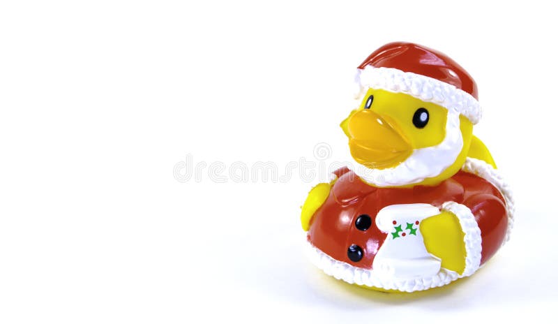 Santa Rubber Duck Christmas Background Stock Illustrationer