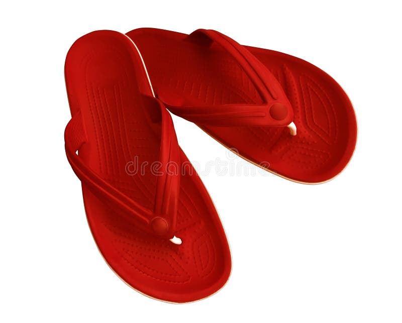 Rubber slippers - red stock photo. Image of foot, holiday - 163413650