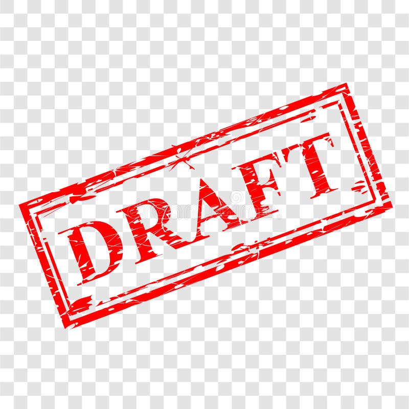 Red Rubber Stamp Effect, Draft at Transparent Effect Background Stock