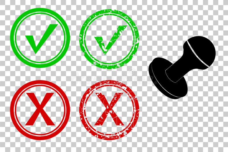 Rubber Stamp Effect, True and False at Transparent Effect Background vector illustration