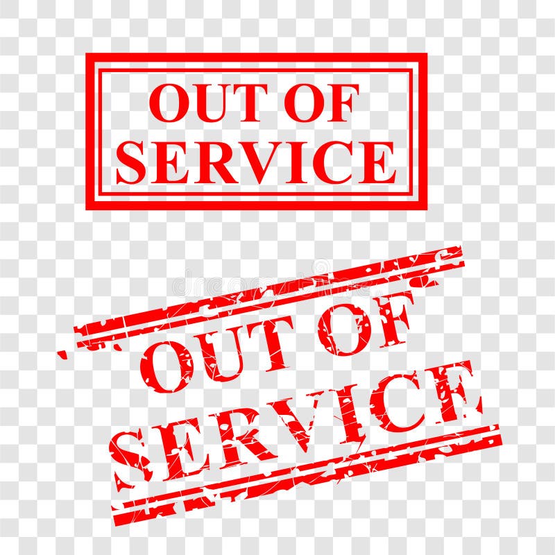Out of Service, 2 Style Streak Red Rubber Stamp, at Transparent Effect