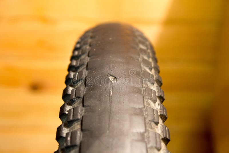 Rubber Tire for Bicycle with Damage Stock Photo Image of country