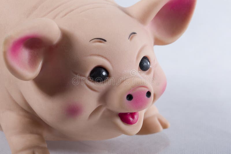 Rubber toy pig closeup. stock image. Image of future 164539277