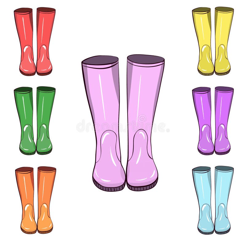 Rubber boots, gumboots. Hand drawn, vector isolated illustration. Protect from water and mucky terrain. Rubber boots, gumboots. Hand drawn, vector isolated illustration. Protect from water and mucky terrain