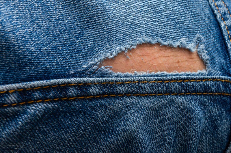 Rubbing through Hole in Jeans Pants Stock Image Image of clothing
