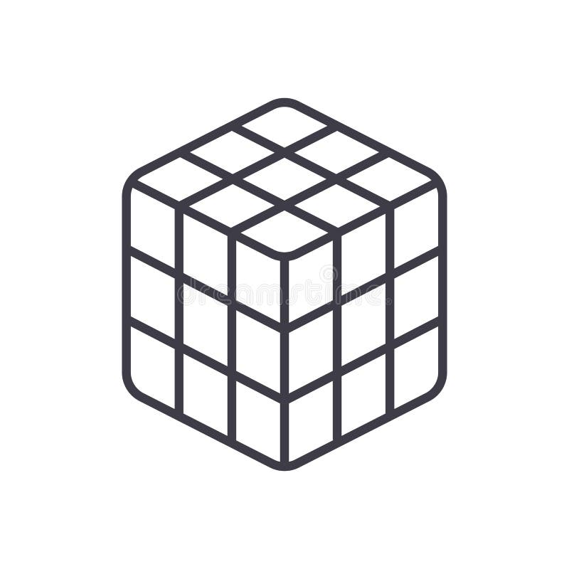 Rubik cube vector line icon, sign, illustration on white background, editable strokes