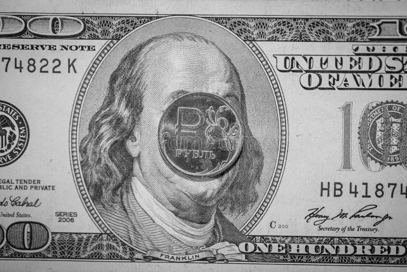 The ruble was down. Exchange rates. The ratio of the ruble to the dollar. royalty free stock photos The ruble was down. Exchange rates. The ratio of the ruble to the dollar. royalty free stock photos