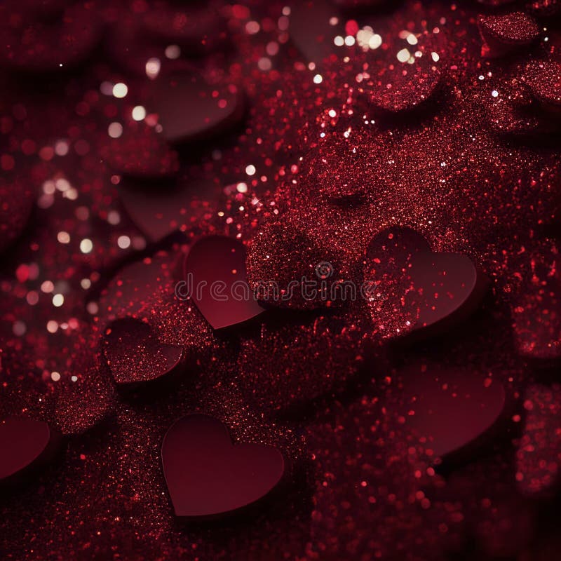 Ruby Glitter Heart Background, Ai Generation Stock Illustration