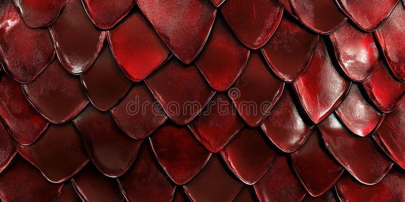 Ruby red metal texture of dragon scales, with sharp, angular edges that create a jagged, fiery royalty free stock image