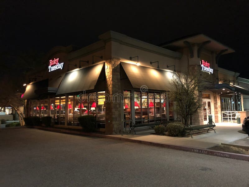 Ruby Tuesday Restaurant. stock image. Image of night 113441093