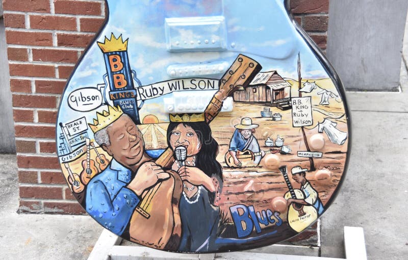 Ruby Wilson Gibson Guitar Blues Tribute, Beale Street Memphis TN. Ruby Wilson was an American blues and gospel singer and actress. She was known as `The Queen of royalty free stock image Ruby Wilson Gibson Guitar Blues Tribute, Beale Street Memphis TN. Ruby Wilson was an American blues and gospel singer and actress. She was known as `The Queen of royalty free stock image