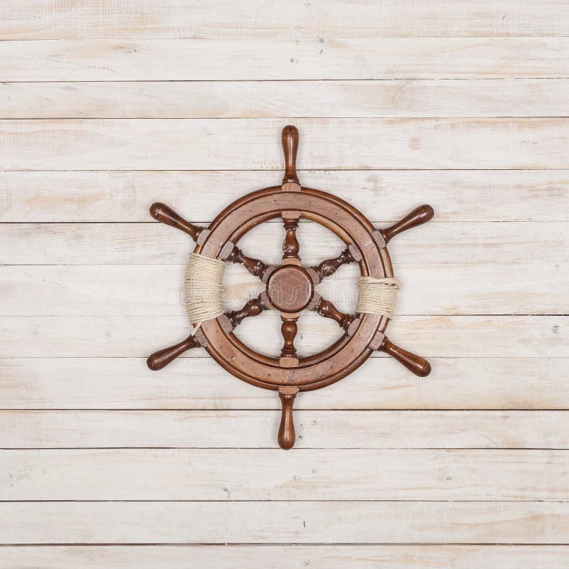 Rudder of Sailing Ship on Wooden Background Stock Photo Image of