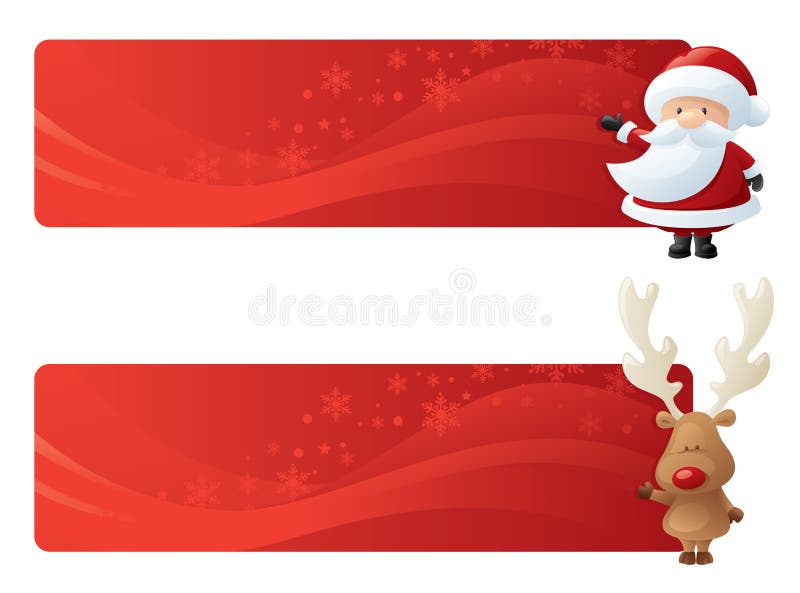 Swirly red festive page headers with Santa and Rudolph. Swirly red festive page headers with Santa and Rudolph.