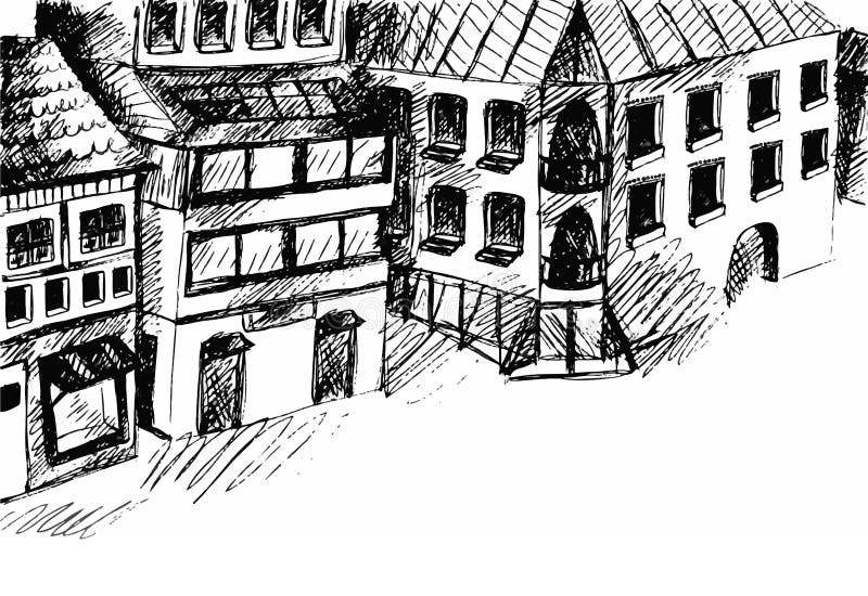 Rue de dessin Croquis de vecteur illustration de vecteur Rue de dessin Croquis de vecteur illustration de vecteur