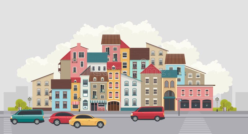 Rue de ville horizontale illustration stock Rue de ville horizontale illustration stock