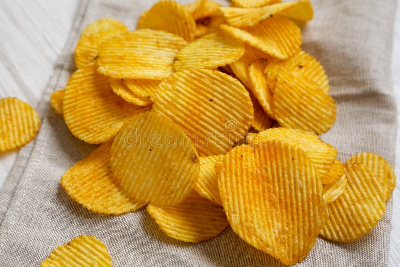Ruffled Cheese Potato Chips, Side View Stock Image Image of food