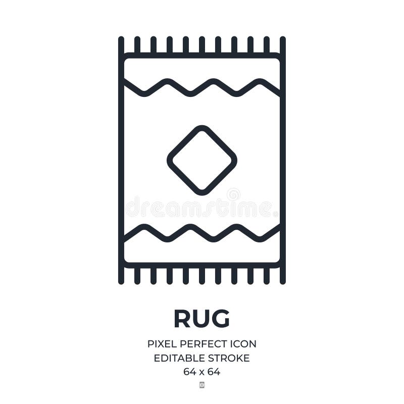 Rug Editable Stroke Outline Icon Isolated on White Background Flat