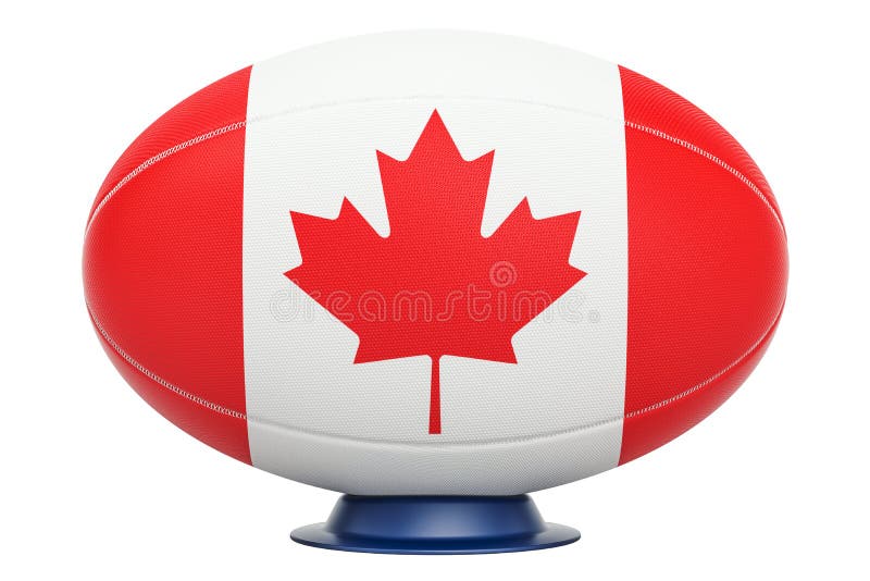 Rugby Ball With Flag Of Canada, 3D Rendering Stock Illustration Illustration of rugger, ball