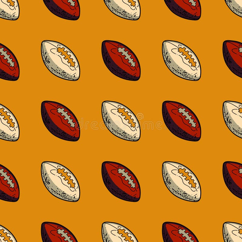 Rugby Ball Seamless Pattern Stock Vector - Illustration of cool