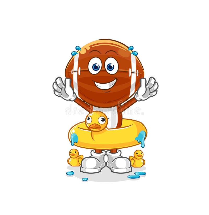 Rugby Head with Duck Buoy Cartoon. Cartoon Mascot Vector Stock Vector