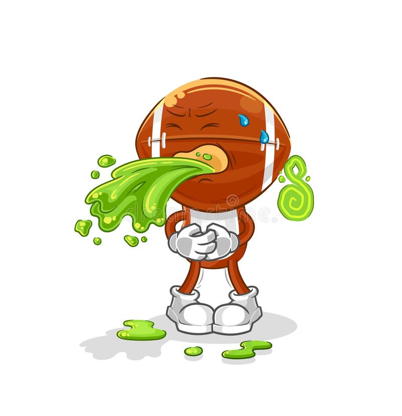 Rugby Head Throw Up Cartoon. Cartoon Mascot Vector Stock Vector