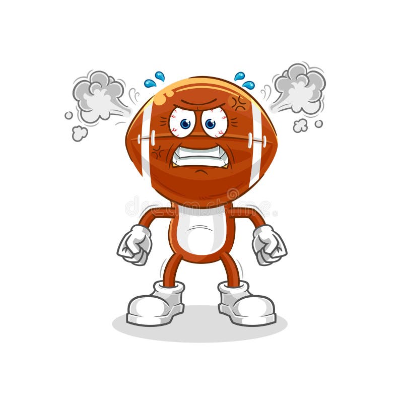 Rugby Head Very Angry Mascot. Cartoon Vector Stock Vector