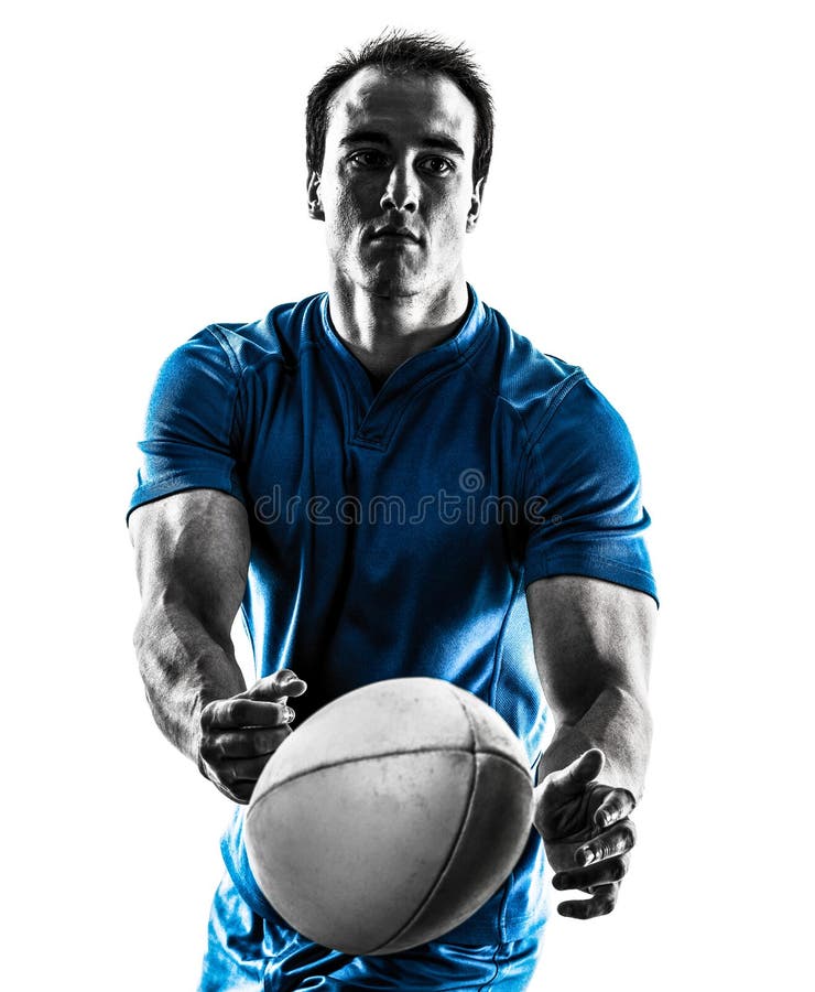 Rugby mężczyzna gracza sylwetka odizolowywająca zdjęcie stock Rugby mężczyzna gracza sylwetka odizolowywająca zdjęcie stock