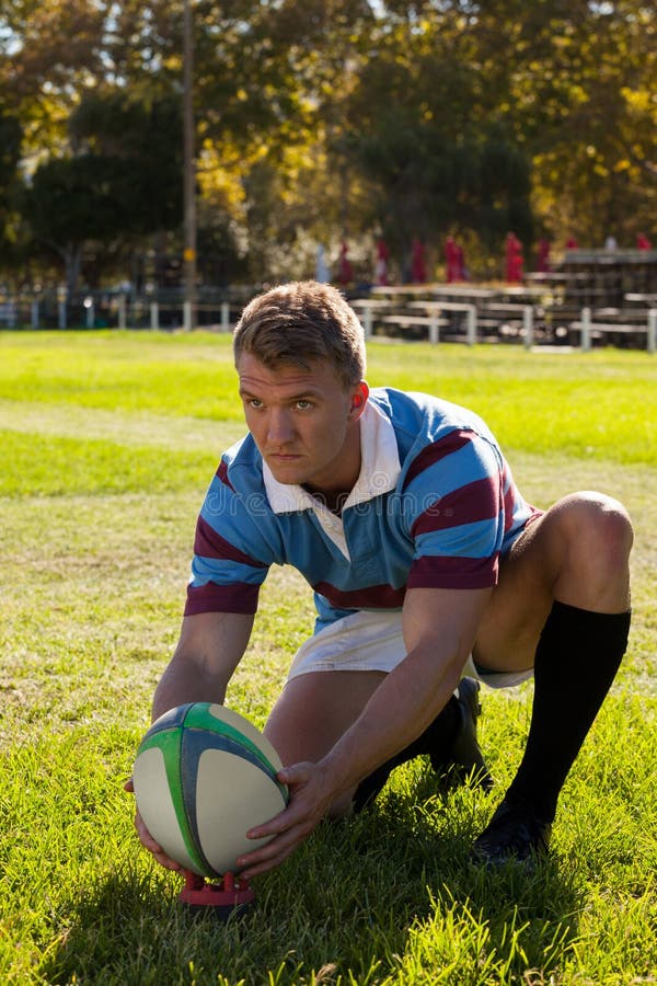 Rugby Player Getting Ready To Kick for Goal Stock Image Image of