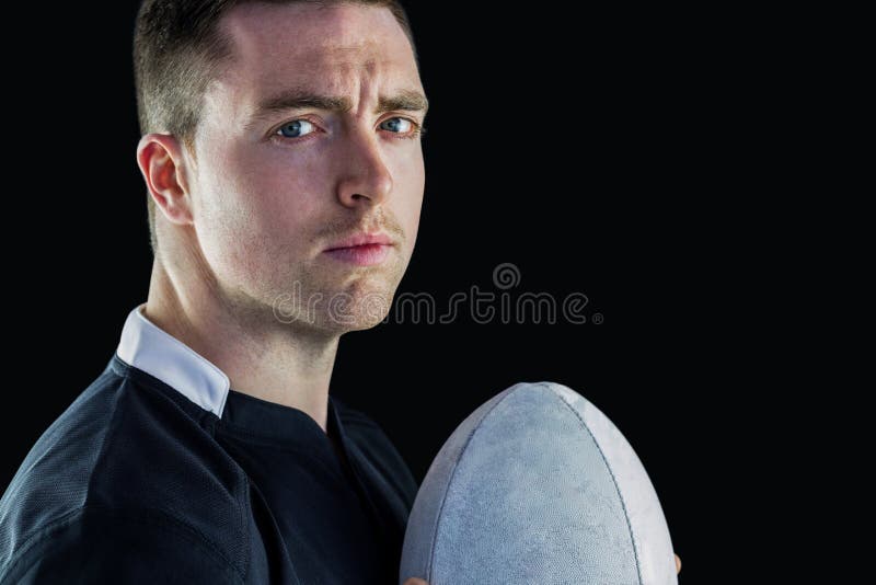 Rugby Player Holding a Rugby Ball Stock Photo Image of black, view 58179218