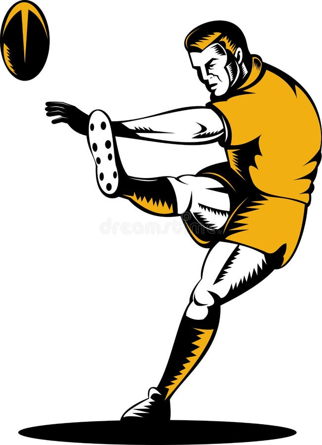 Rugby player kicking ball