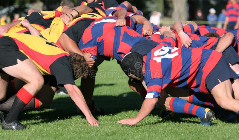 Rugby Scrum, club rugby action