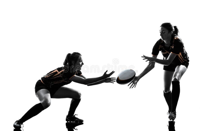 Rugby women players silhouette