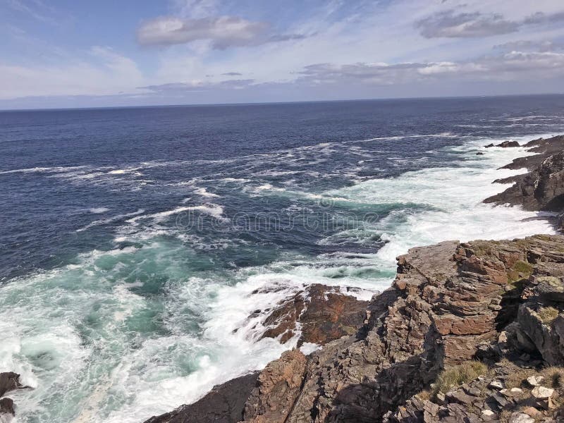 Rocks Irish Sea Atlantic Ocean on Coastline Giants Causeway Co. Antrim Northern Ireland Stock