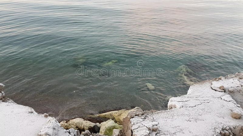 Ruhe bewegt auf das Fjordwasser wellenartig, das schneebedecktes See-Ufer im Nord-Norwegen schlägt