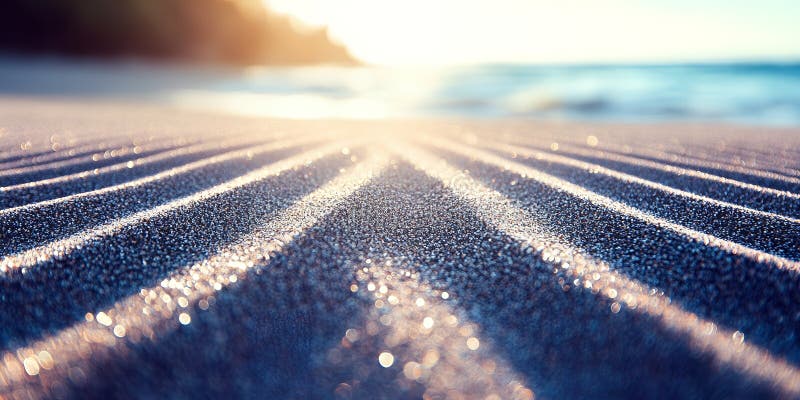 Ruhiger Strand und Textur bei Sonnenaufgang in der Nähe von rippenfarbenem Sand mit Meereshintergrund vektor abbildung